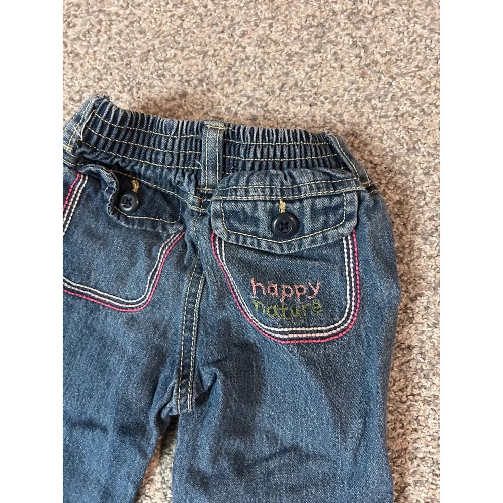 OshKosh Bgosh Toddler Girls Butterfly Floral Applique Denim Jeans 18 Months Blue